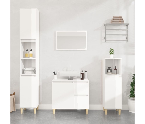 Set de muebles baño 3 pzas madera contrachapada blanco brillo