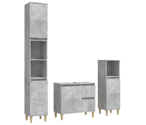 Set de muebles baño 3 pzas madera contrachapada gris hormigón