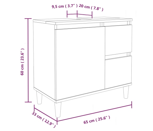 Set de muebles baño 3 pzas madera contrachapada roble ahumado