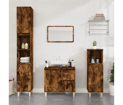 Set de muebles baño 3 pzas madera contrachapada roble ahumado