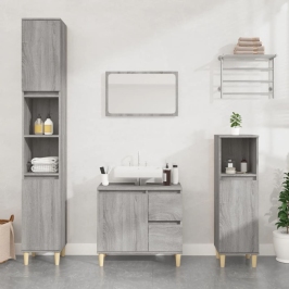 Set de muebles de baño 3 pzas madera contrachapada gris sonoma