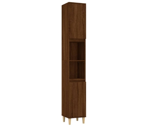 Set de muebles de baño 3 pzas madera contrachapada roble marrón