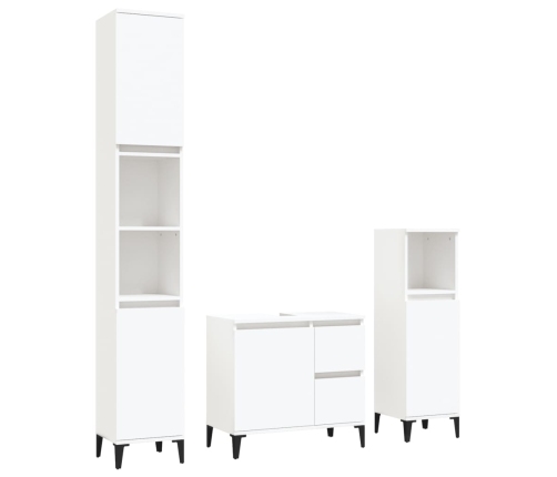 Set de muebles de baño 3 piezas madera contrachapada blanco