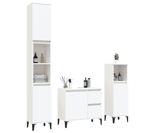 Set de muebles de baño 3 piezas madera contrachapada blanco