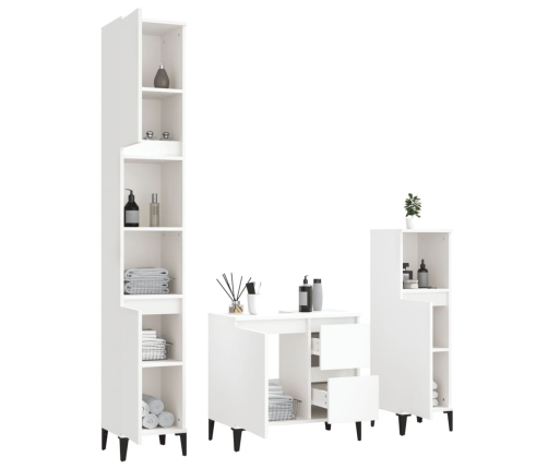 Set de muebles de baño 3 piezas madera contrachapada blanco