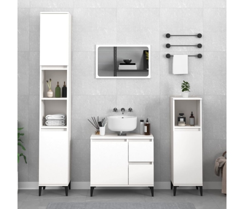 Set de muebles de baño 3 piezas madera contrachapada blanco