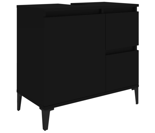 Set de muebles de baño 3 piezas madera contrachapada negro