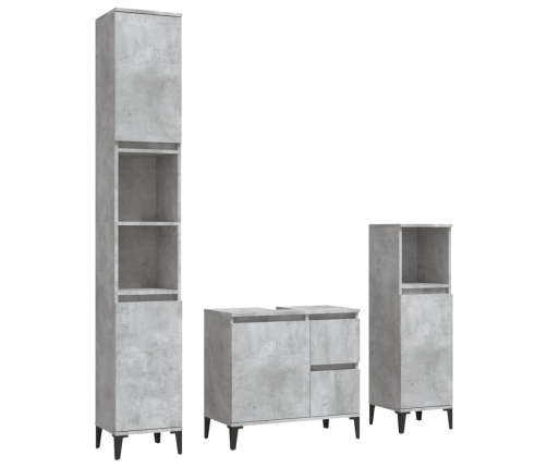 Set de muebles baño 3 pzas madera contrachapada gris hormigón