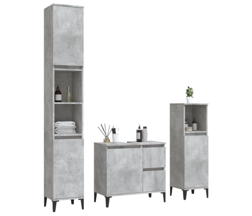 Set de muebles baño 3 pzas madera contrachapada gris hormigón