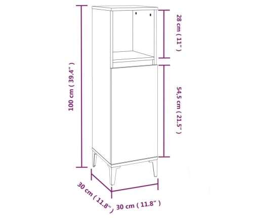 Set de muebles baño 3 pzas madera contrachapada roble ahumado