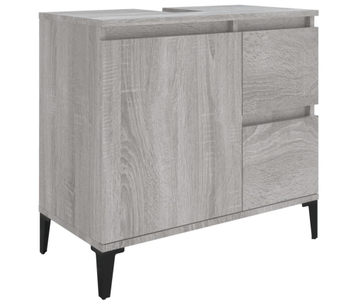 Set de muebles de baño 3 pzas madera contrachapada gris sonoma