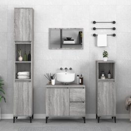 Set de muebles de baño 3 pzas madera contrachapada gris sonoma