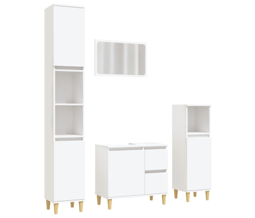 Juego de muebles de baño 4 pzas madera contrachapada blanco