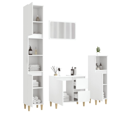 Juego de muebles de baño 4 pzas madera contrachapada blanco