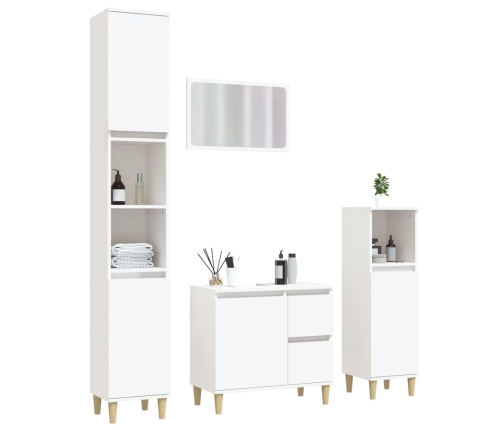 Juego de muebles de baño 4 pzas madera contrachapada blanco