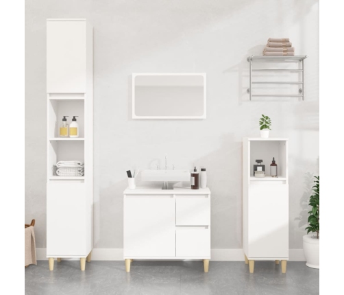 Juego de muebles de baño 4 pzas madera contrachapada blanco