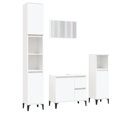 Juego de muebles de baño 4 pzas madera contrachapada blanco