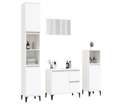 Juego de muebles de baño 4 pzas madera contrachapada blanco