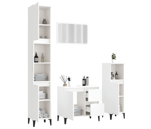 Juego de muebles de baño 4 pzas madera contrachapada blanco