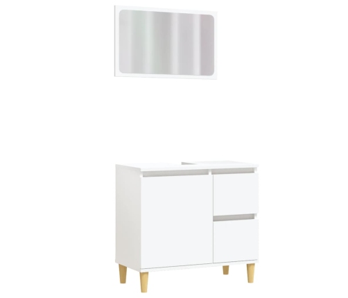 Juego de muebles de baño 2 pzas madera contrachapada blanco