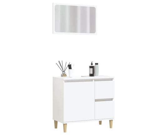 Juego de muebles de baño 2 pzas madera contrachapada blanco