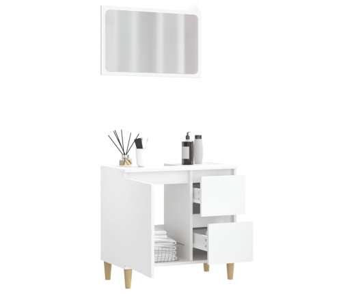 Juego de muebles de baño 2 pzas madera contrachapada blanco