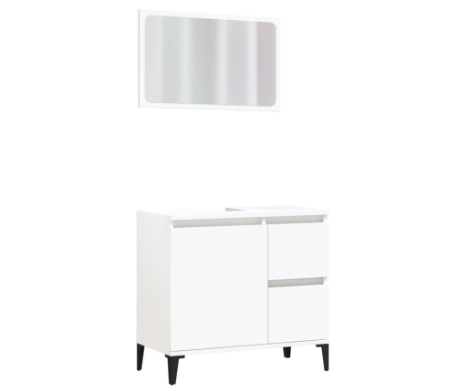 Juego de muebles de baño 2 pzas madera contrachapada blanco