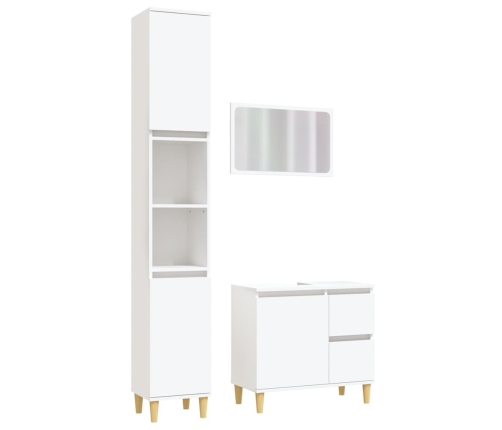 Juego de muebles de baño 3 pzas madera contrachapada blanco