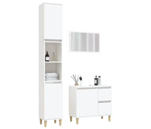 Juego de muebles de baño 3 pzas madera contrachapada blanco