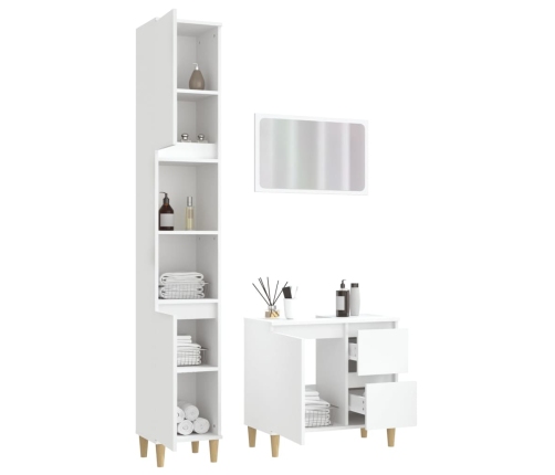 Juego de muebles de baño 3 pzas madera contrachapada blanco