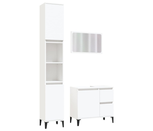 Juego de muebles de baño 3 pzas madera contrachapada blanco