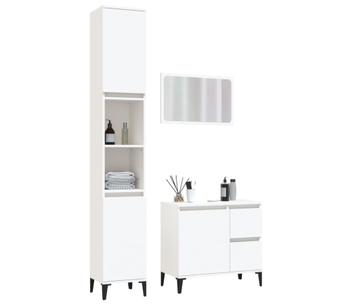 Juego de muebles de baño 3 pzas madera contrachapada blanco