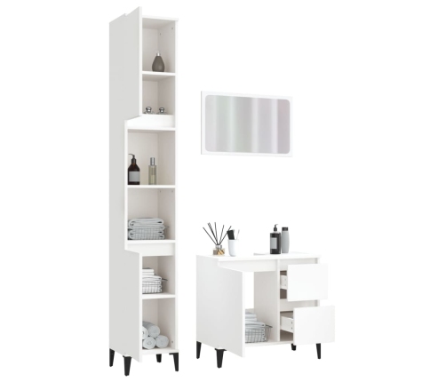 Juego de muebles de baño 3 pzas madera contrachapada blanco