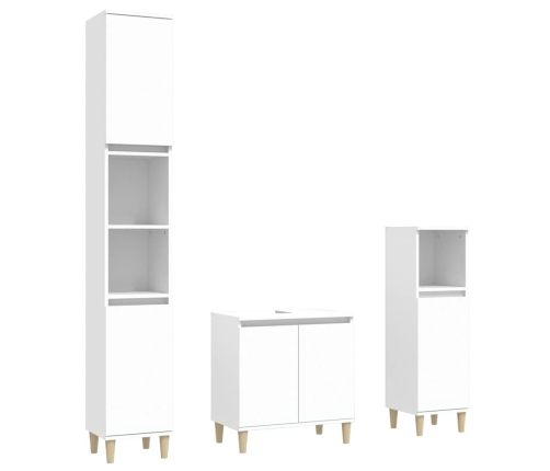 Juego de muebles de baño 3 pzas madera contrachapada blanco