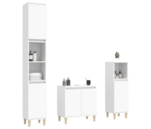 Juego de muebles de baño 3 pzas madera contrachapada blanco