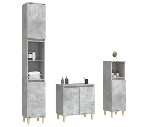 Set muebles de baño 2 piezas madera contrachapada gris hormigón