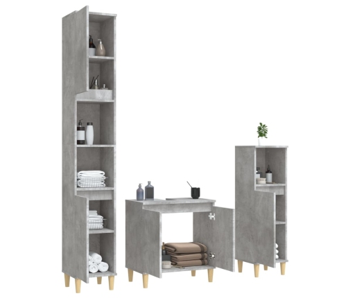 Set muebles de baño 2 piezas madera contrachapada gris hormigón