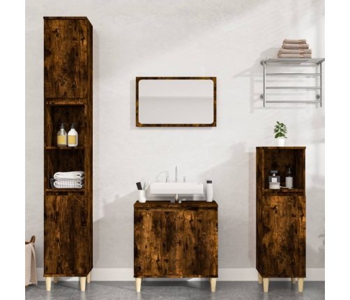 Set de muebles baño 3 pzas madera contrachapada roble ahumado