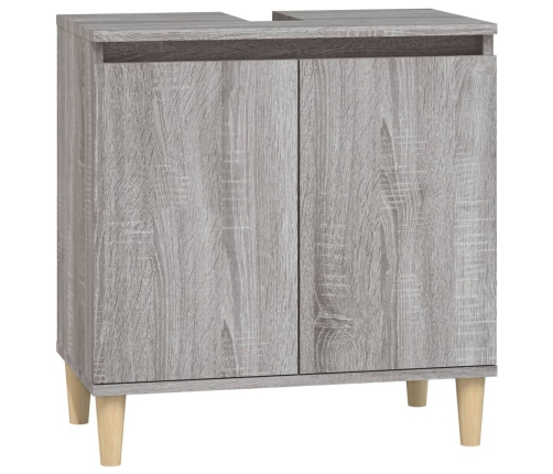 Set de muebles de baño 3 pzas madera contrachapada gris sonoma