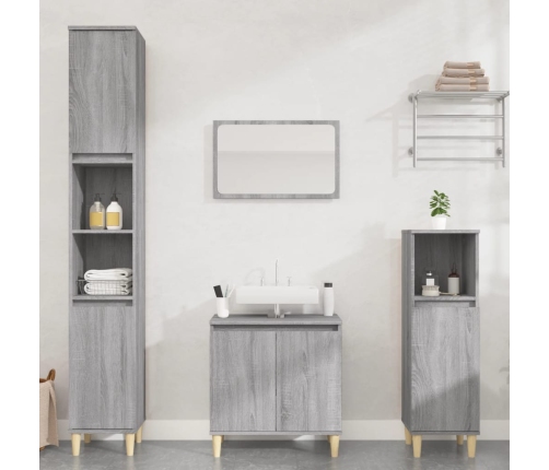 Set de muebles de baño 3 pzas madera contrachapada gris sonoma