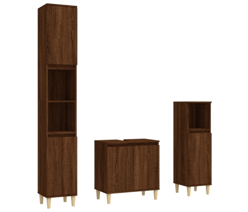 Set de muebles baño 3 pzas madera contrachapada roble marrón