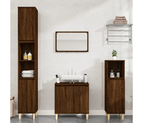 Set de muebles baño 3 pzas madera contrachapada roble marrón