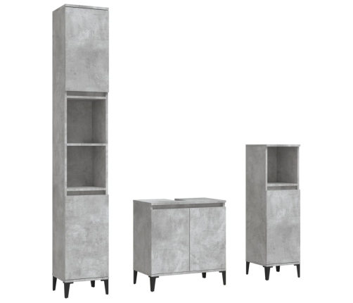 Set muebles de baño 2 piezas madera contrachapada gris hormigón