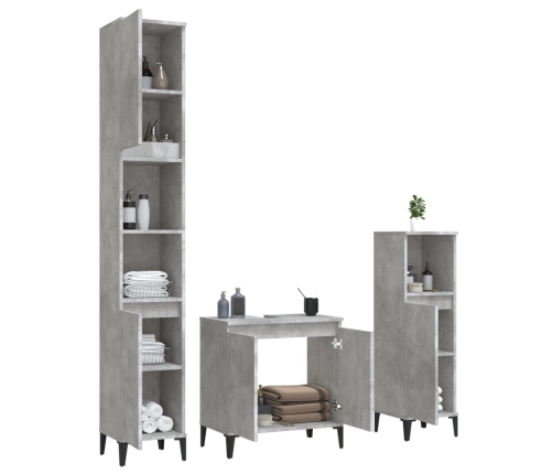 Set muebles de baño 2 piezas madera contrachapada gris hormigón