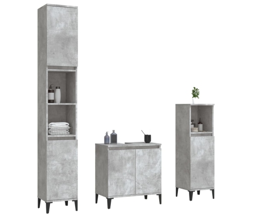 Set muebles de baño 2 piezas madera contrachapada gris hormigón