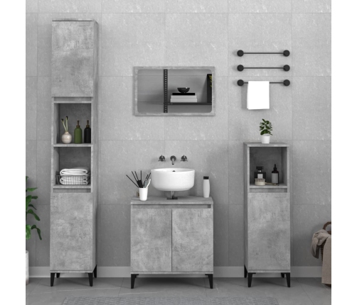 Set muebles de baño 2 piezas madera contrachapada gris hormigón