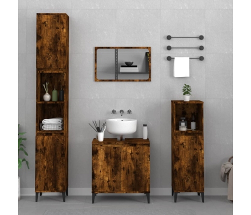 Set de muebles baño 3 pzas madera contrachapada roble ahumado