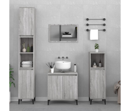 Set de muebles de baño 3 pzas madera contrachapada gris sonoma