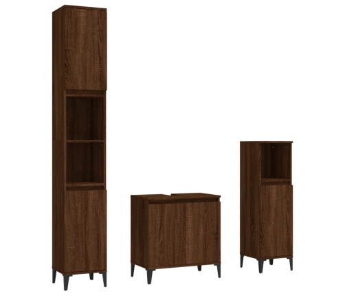 Set de muebles baño 3 pzas madera contrachapada roble marrón