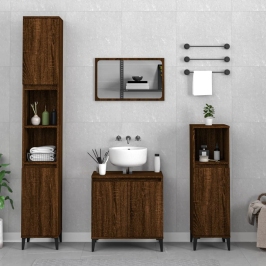 Set de muebles baño 3 pzas madera contrachapada roble marrón